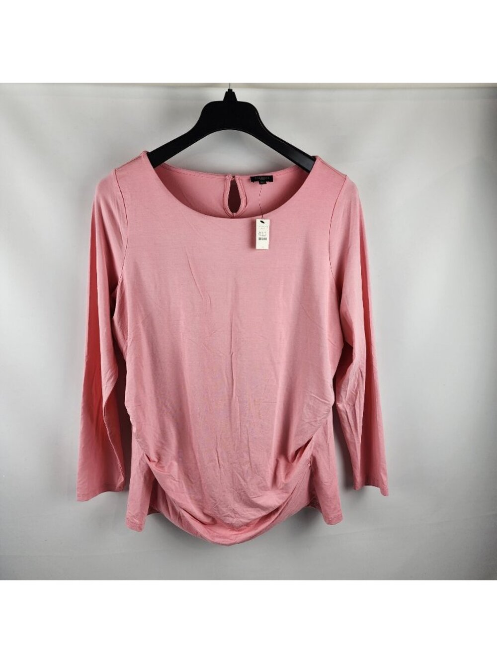 Talbots Tunic Womens 1X Top Pink Scrunch Sides Long Sleeves NWT